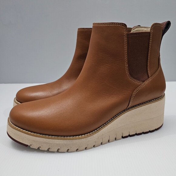 Cole Haan Shoes - Cole Haan Zerogrand City Ankle Boot Womens 10.5 Tan Leather Waterproof Wedge